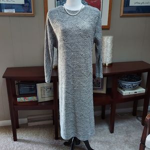 Vintage Nubby Geometric Sweater Dress SML Midi Length
